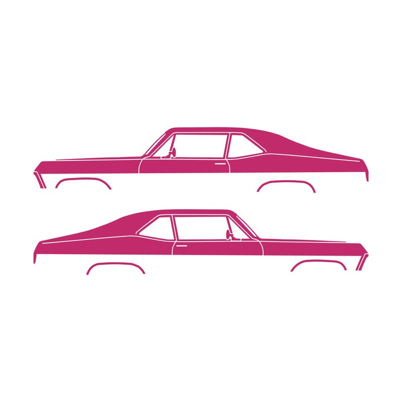 Set Of 2 Car Silhouette Decal Stickers For Chevy Nova 3rd Gen 1968-72 Pink