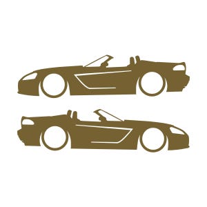 Set Of 2 Lowered Car Silhouette Decal Stickers For Dodge Viper 3rd Gen Roadster Gold