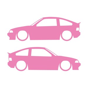 Set Of 2 Lowered Car Silhouette Decal Stickers For Honda CRX Si AF 1984–1987 1st Gen Soft Pink