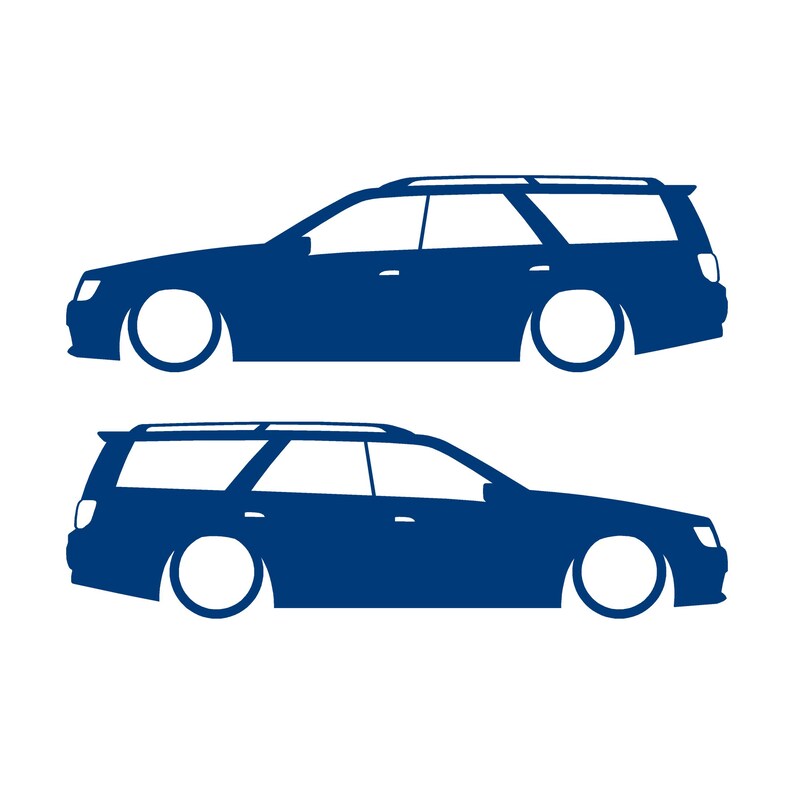 Juego de 2 pegatinas decorativas con silueta de coche rebajado para Nissan Stagea 1996-98 WC34 Zenki Wagon Azul