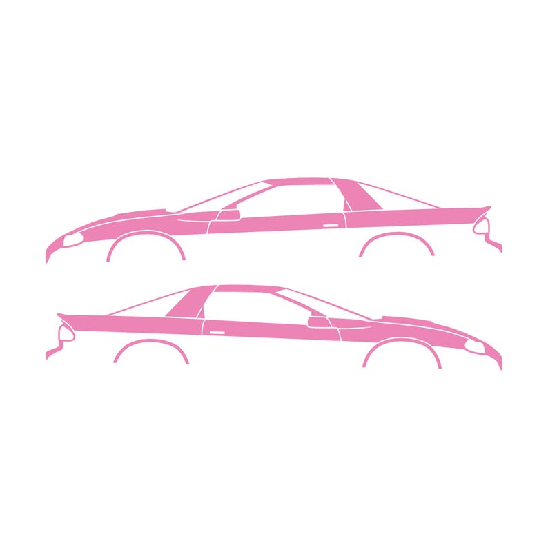 Set Of 2 Car Silhouette Decal Stickers For Chevrolet Camaro SS 4th Gen 1998-2002 Coupe Soft Pink