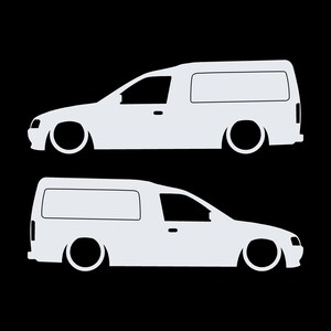 Juego de 2 pegatinas decorativas con silueta de furgoneta rebajada para Ford Escort Mk5 Blanco