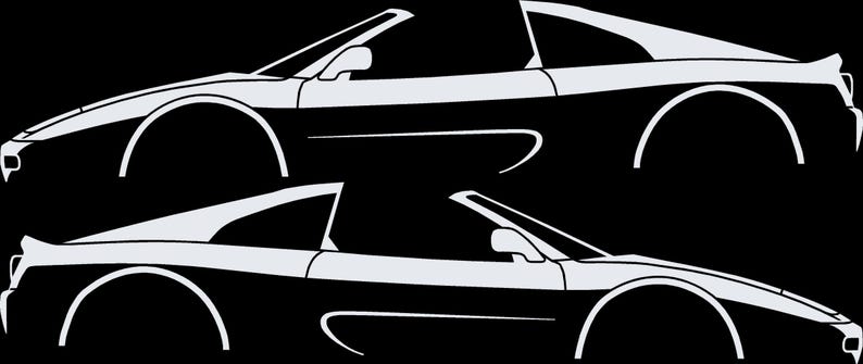 Set Of 2 Car Silhouette Decal Stickers For SuperFerrari F355 GTS White