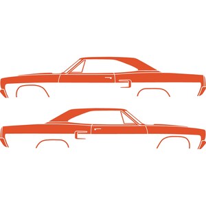 Set Of 2 Car Silhouette Decal Stickers For Classic Muscle For Plymouth Satellite 1973-74 Orange