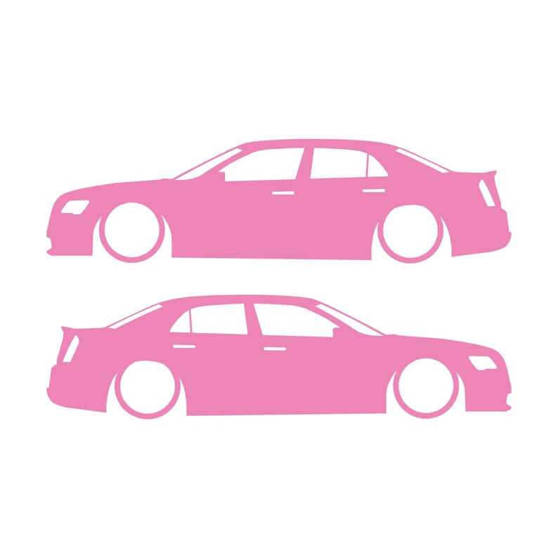 Set Of 2 Lowered Car Silhouette Decal Stickers For Chrysler 300 300C 2nd Gen 2011+ Sedan Soft Pink