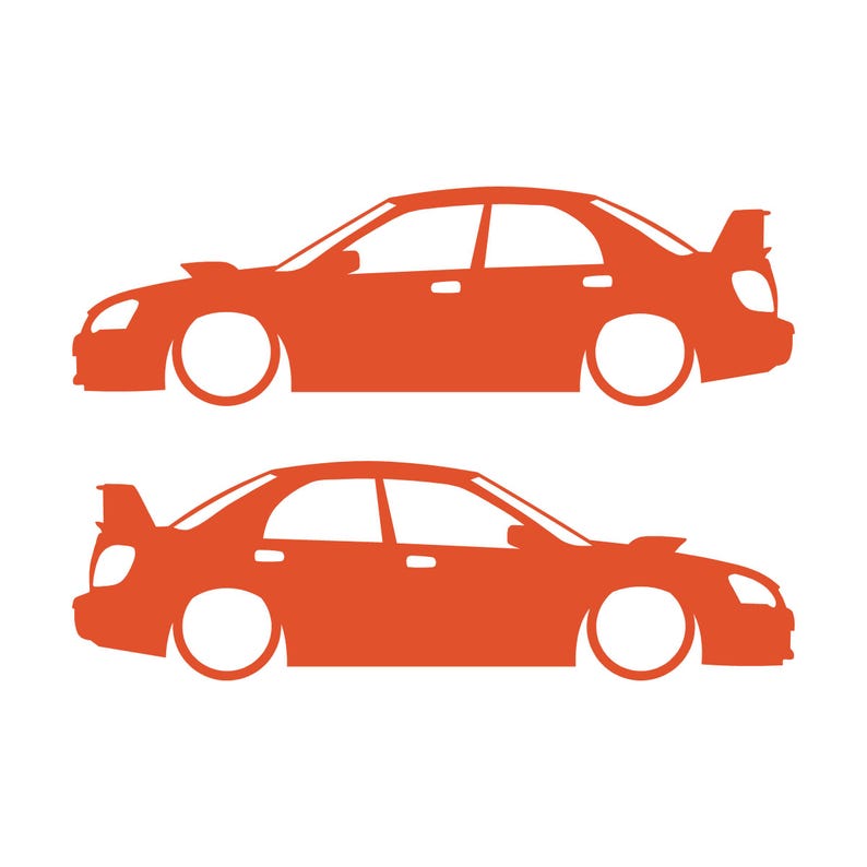 Ensemble de 2 autocollants silhouette de voiture abaissée pour Subaru Impreza WRX 2e génération BLOB EYE Orange