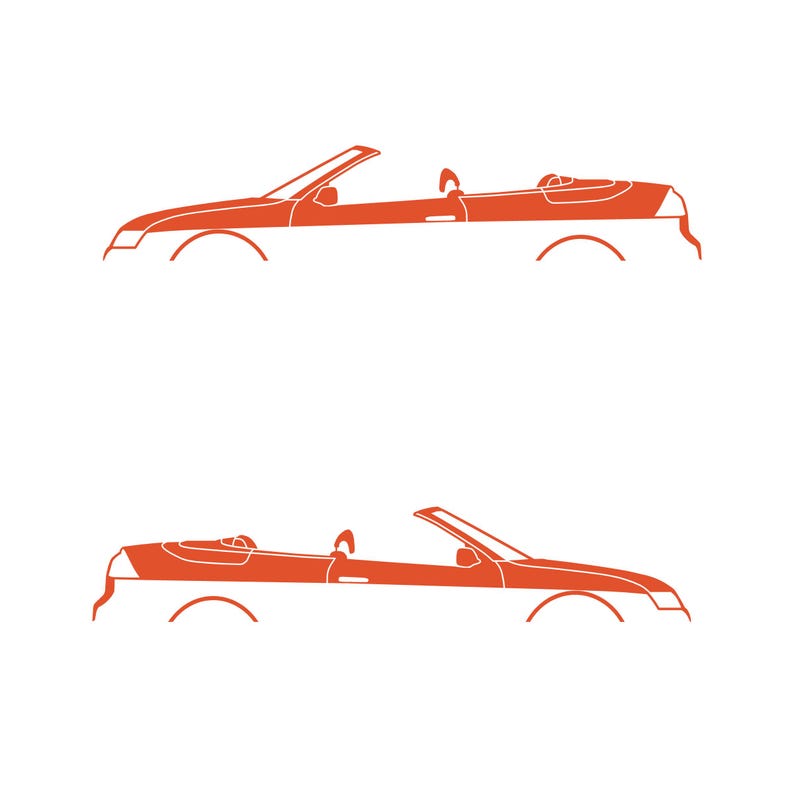 Set Of 2 Car Silhouette Decal Stickers For Saab 9-3 Early Spec 2nd Gen Convertible Orange