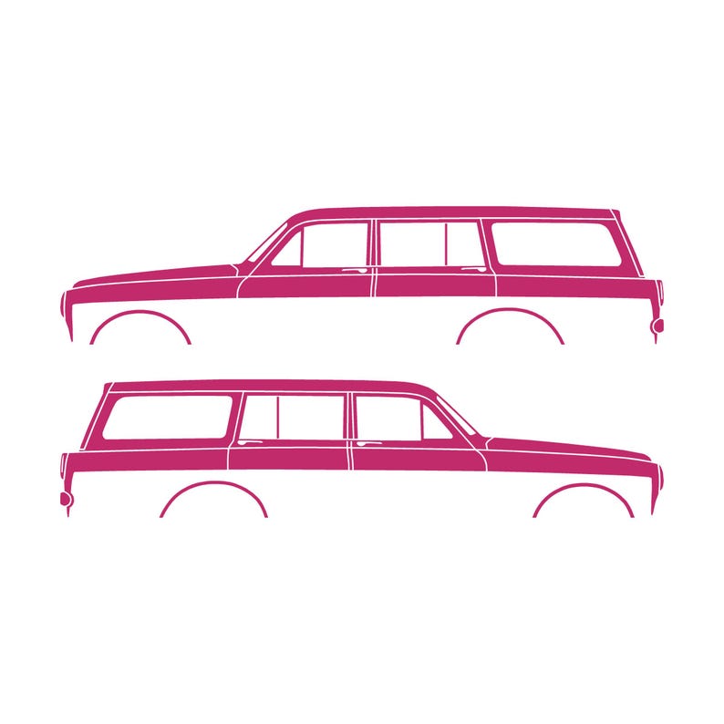 Juego de 2 pegatinas con silueta de coche para Volvo Amazon 122 Wagon Rosa