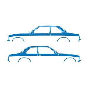 Set Of 2 Car Silhouette Decal Stickers For Opel Ascona B 4-Door Sedan Sky Blue