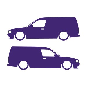 Juego de 2 pegatinas decorativas con silueta de furgoneta rebajada para Rover Maestro Morado