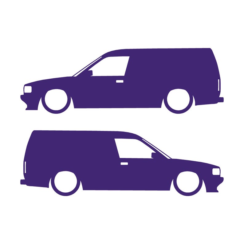 Juego de 2 pegatinas decorativas con silueta de furgoneta rebajada para Rover Maestro Morado