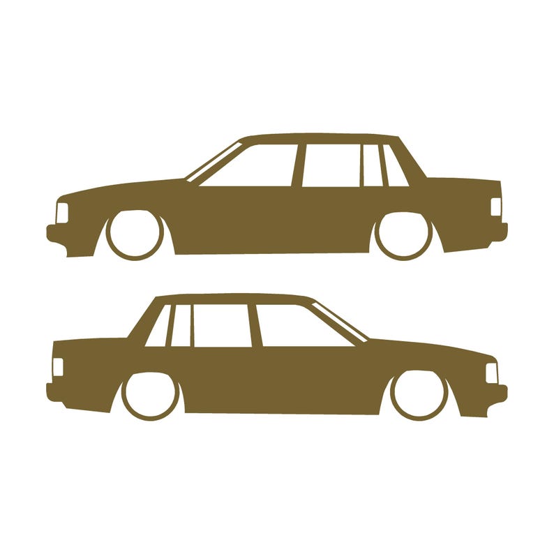Zestaw 2 naklejek z obniżoną sylwetką samochodu do Volvo 740 744 Sedan Złoto