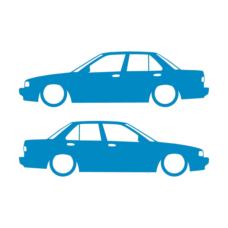 Juego de 2 pegatinas decorativas con silueta de coche rebajado para JDM para Nissan Sentra SE-R Light Blue