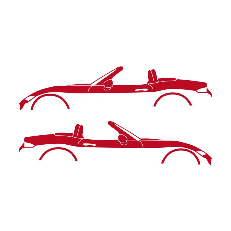 Set Of 2 Lowered Car Silhouette Decal Stickers For Mazda Miata MX5 ND Red
