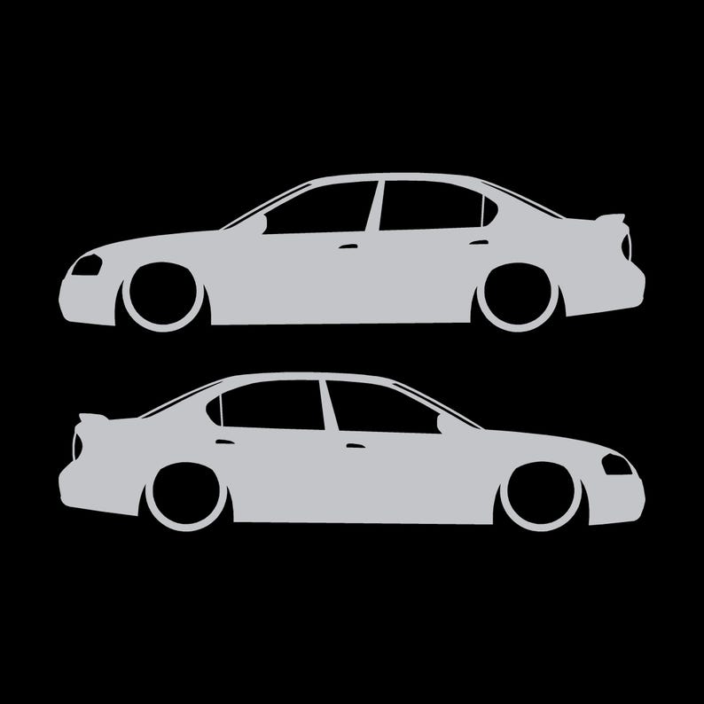 Juego de 2 pegatinas decorativas con silueta de coche rebajado para Nissan Maxima de 5ª generación. Plata