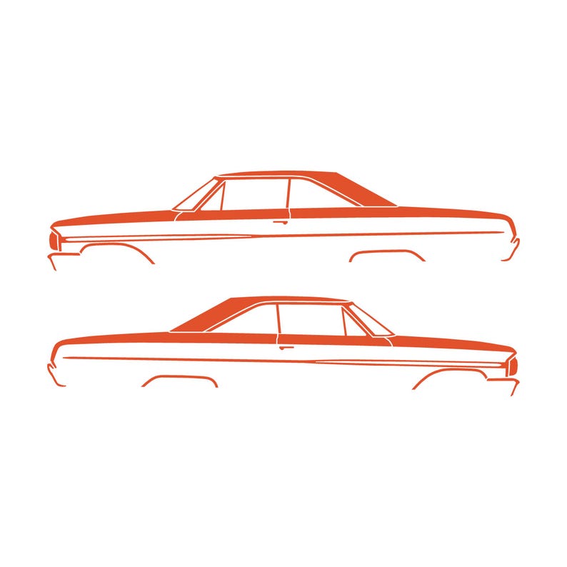 Set Of 2 Car Silhouette Decal Stickers For Ford Galaxie Orange