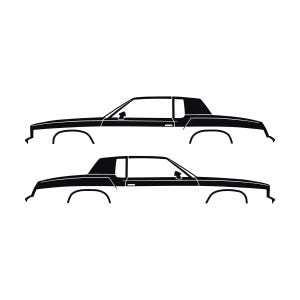Set mit 2 Auto-Silhouette-Aufklebern für Oldsmobile Cutlass Supreme 4. Generation 1978-80 Coupé Schwarz