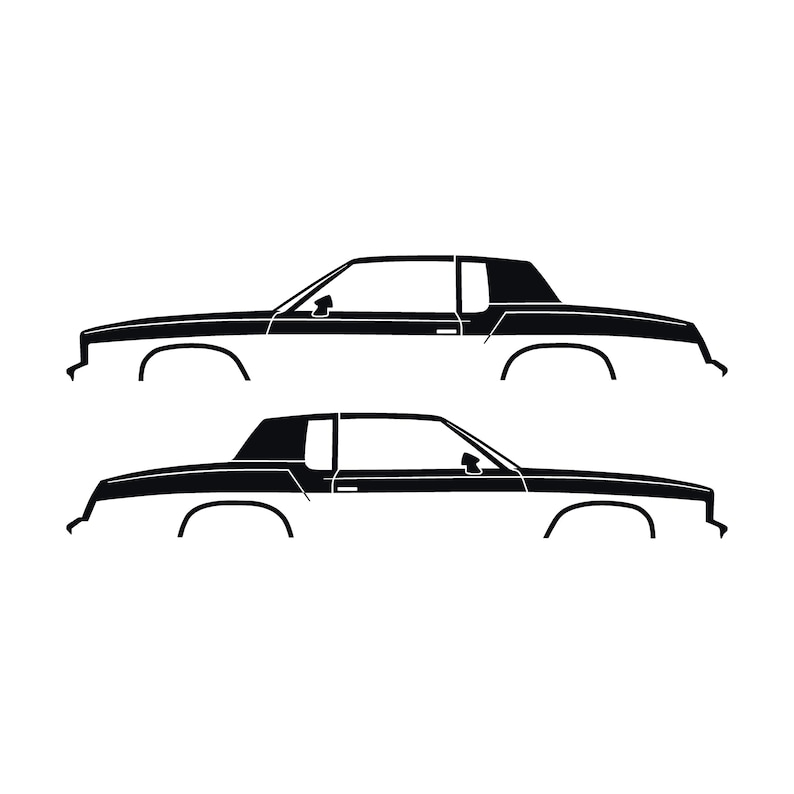Set mit 2 Auto-Silhouette-Aufklebern für Oldsmobile Cutlass Supreme 4. Generation 1978-80 Coupé Schwarz