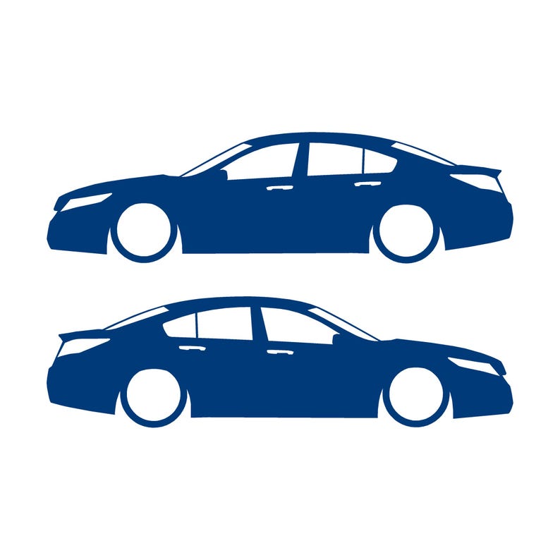Set Of 2 Lowered Car Silhouette Decal Stickers For Acura TL 4th Gen UA8 2009-14 Blue