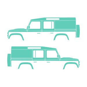 Lot de 2 autocollants silhouette de voiture pour Land Rover Defender 110 Utility Classic Mint