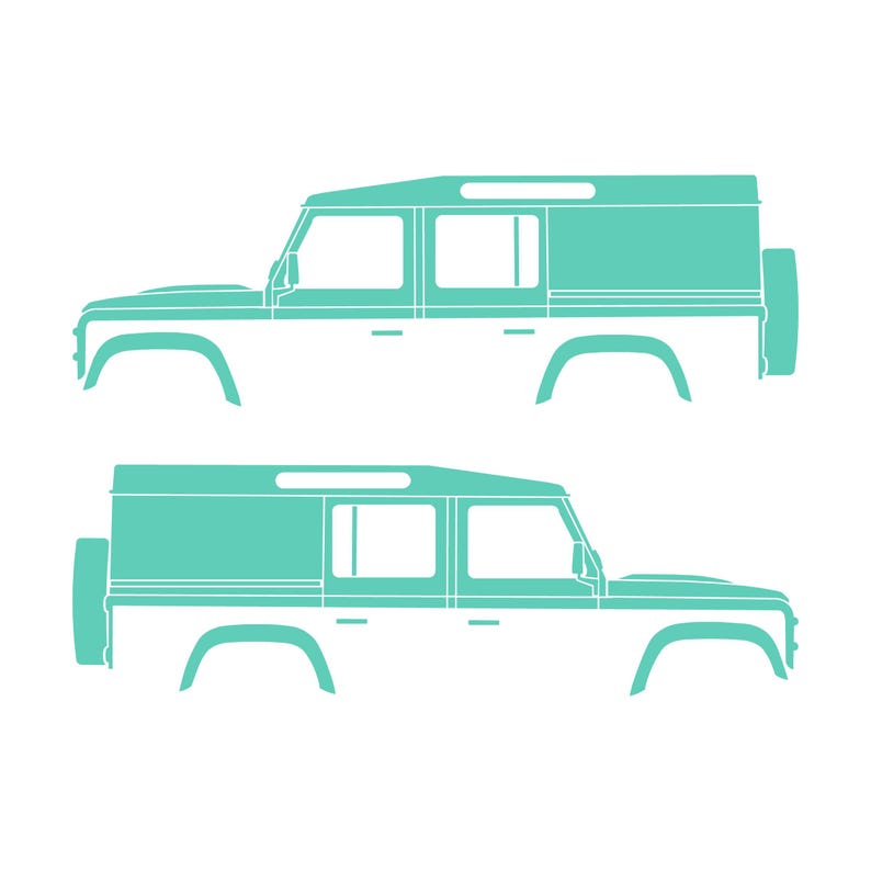Lot de 2 autocollants silhouette de voiture pour Land Rover Defender 110 Utility Classic Mint
