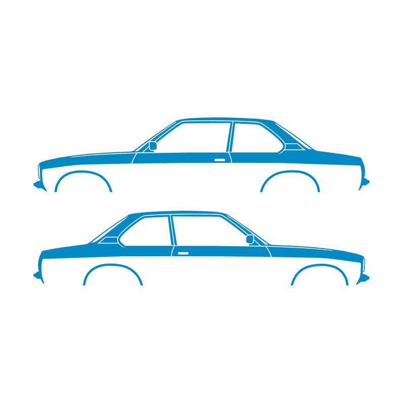 Juego de 2 pegatinas con silueta de coche para Opel Ascona C Coupé sedán de 2 puertas Light Blue