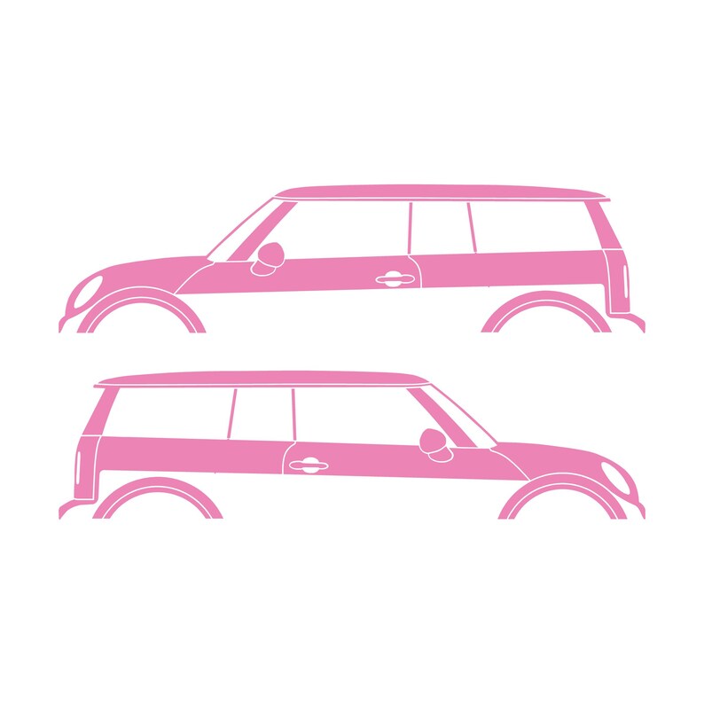 Set Of 2 Car Silhouette Decal Stickers For Mini Clubman R55 - 1st Gen 2007-14 Soft Pink