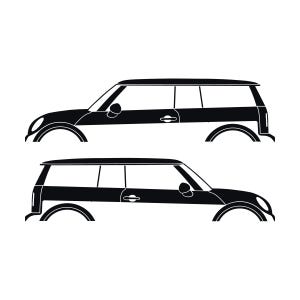 Set Of 2 Car Silhouette Decal Stickers For Mini Clubman R55 - 1st Gen 2007-14 Black