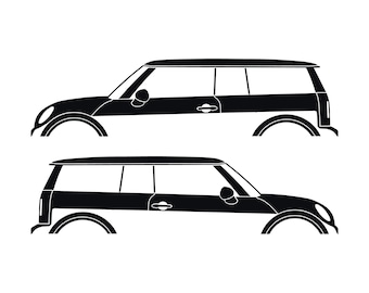 Set Of 2 Car Silhouette Decal Stickers For Mini Clubman R55 - 1st Gen 2007-14