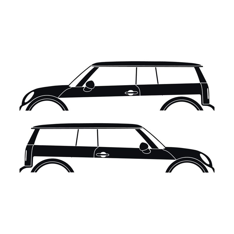 Set Of 2 Car Silhouette Decal Stickers For Mini Clubman R55 - 1st Gen 2007-14 Black