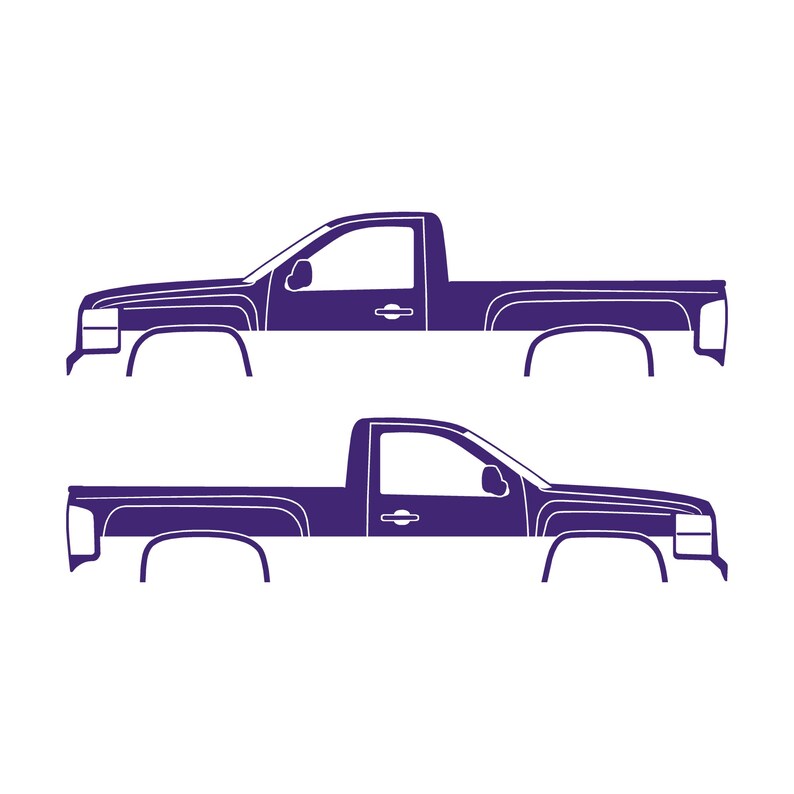 Set mit 2 Auto-Silhouette-Aufklebern für Chevrolet Silverado 2007-13 Einzelkabine Lila