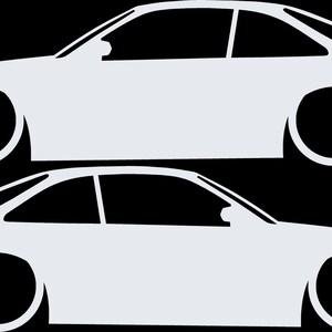 Set Of 2 Lowered Car Silhouette Decal Stickers For Nissan 240 SX S14 Silvia ZENKI White