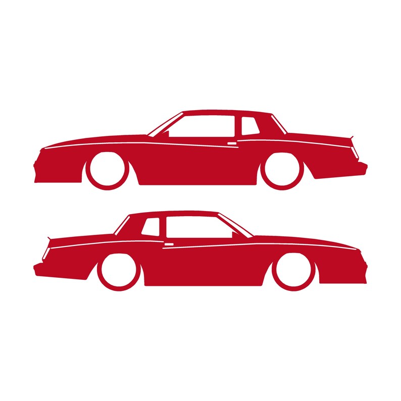 Set Of 2 Car Silhouette Decal Stickers For Chevrolet Monte Carlo SS 4th Gen Outline Coupe Red