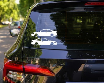 2X Lowered Car Silhouette JDM Decal Stickers - For Honda Civic EK Coupe Si VTEC