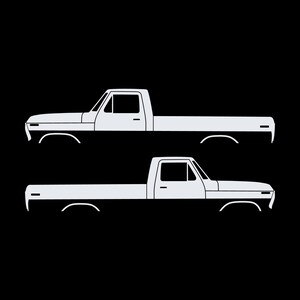 Set Of 2 Lifted Truck Silhouette Decal Stickers For Ford F100 1973-79 6th Gen Pickup White