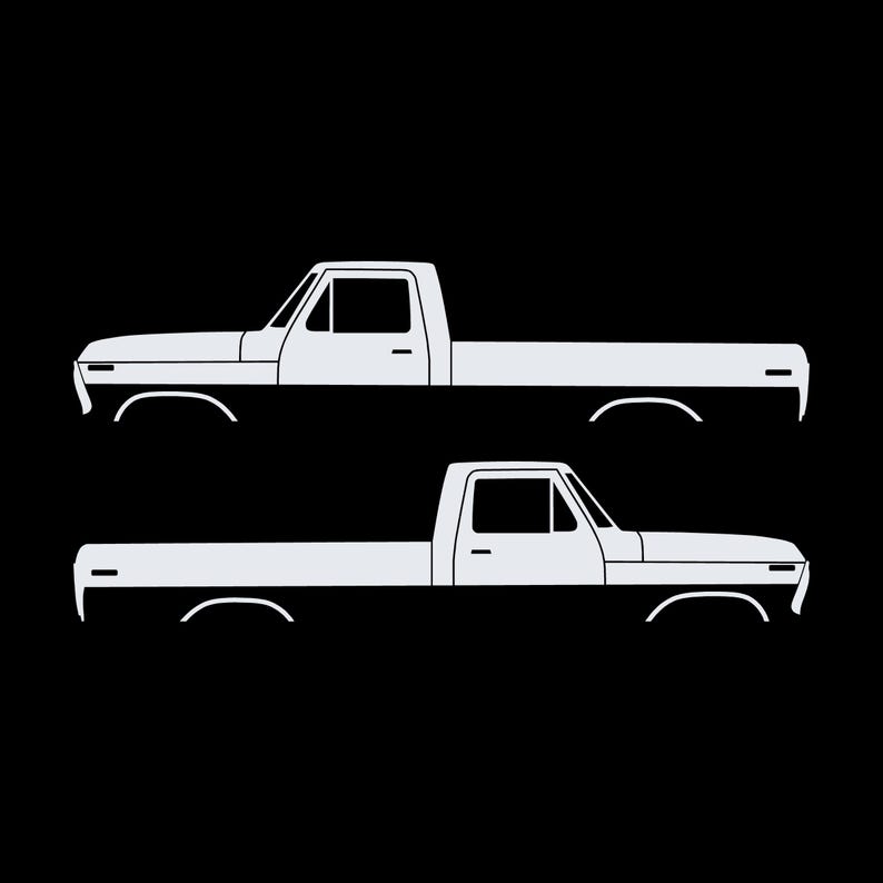 Set Of 2 Lifted Truck Silhouette Decal Stickers For Ford F100 1973-79 6th Gen Pickup White