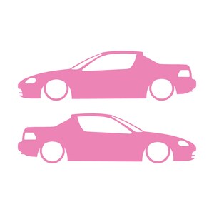 Set Of 2 Lowered Car Silhouette Decal Stickers For Honda Del Sol 1992-98 VTi Soft Pink