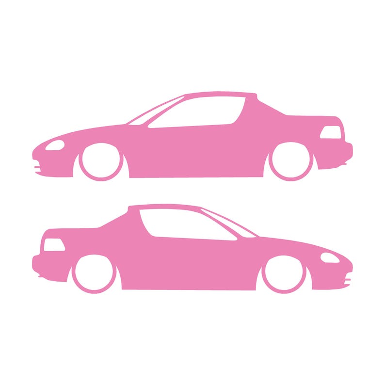 Set Of 2 Lowered Car Silhouette Decal Stickers For Honda Del Sol 1992-98 VTi Soft Pink