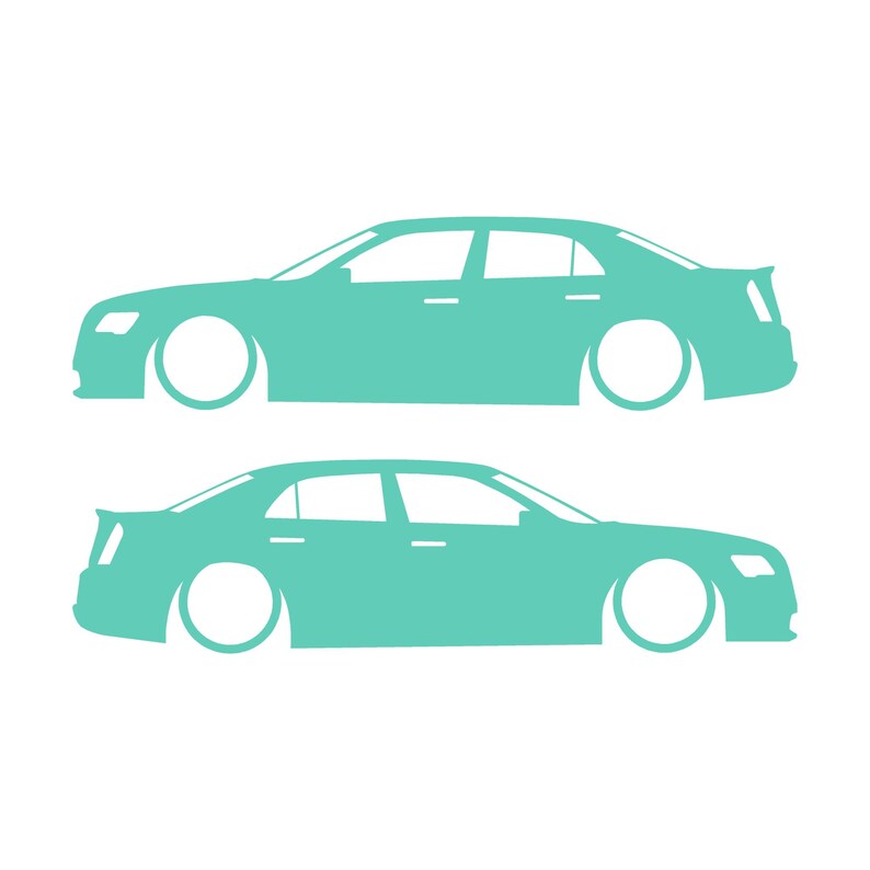 Set Of 2 Lowered Car Silhouette Decal Stickers For Chrysler 300 300C 2nd Gen 2011+ Sedan Mint