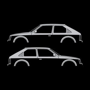 Set Of 2 Car Silhouette Decal Stickers For Opel Kadett D GTE 3-Door Hatchback Silver