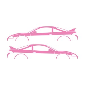 Set Of 2 Car Silhouette Decal Stickers For Mitsubishi Eclipse 2nd Gen 2Gb 1997-99 GS-T GSX Rear Spoiler Soft Pink