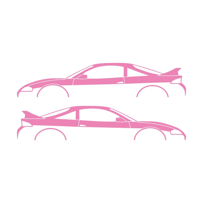 Set Of 2 Car Silhouette Decal Stickers For Mitsubishi Eclipse 2nd Gen 2Gb 1997-99 GS-T GSX Rear Spoiler Soft Pink