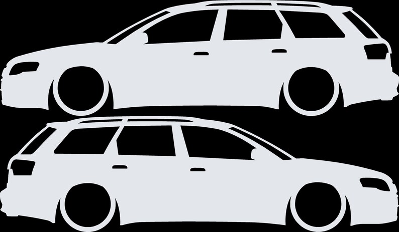 Conjunto de 2 adesivos com silhueta de carro rebaixado para Audi A4 S4 B7 Avant Branco