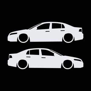 Set Of 2 Lowered Car Silhouette Decal Stickers For Acura TL UA6 2004-08 3rd Gen Sedan White