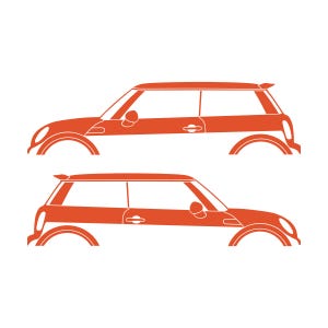 Set Of 2 Car Silhouette Decal Stickers For Mini Cooper S R56 - Mk2 - 2nd Gen Orange