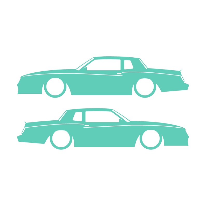 Set Of 2 Car Silhouette Decal Stickers For Chevrolet Monte Carlo SS 4th Gen Outline Coupe Mint