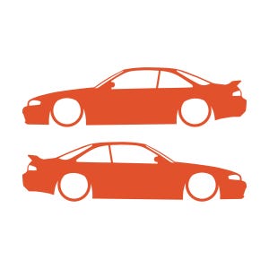 Set Of 2 Lowered Car Silhouette Decal Stickers For Nissan 240 SX S14 Silvia ZENKI Orange