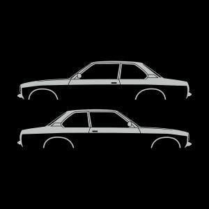 Set Of 2 Car Silhouette Decal Stickers For Opel Ascona B 4-Door Sedan Light Grey