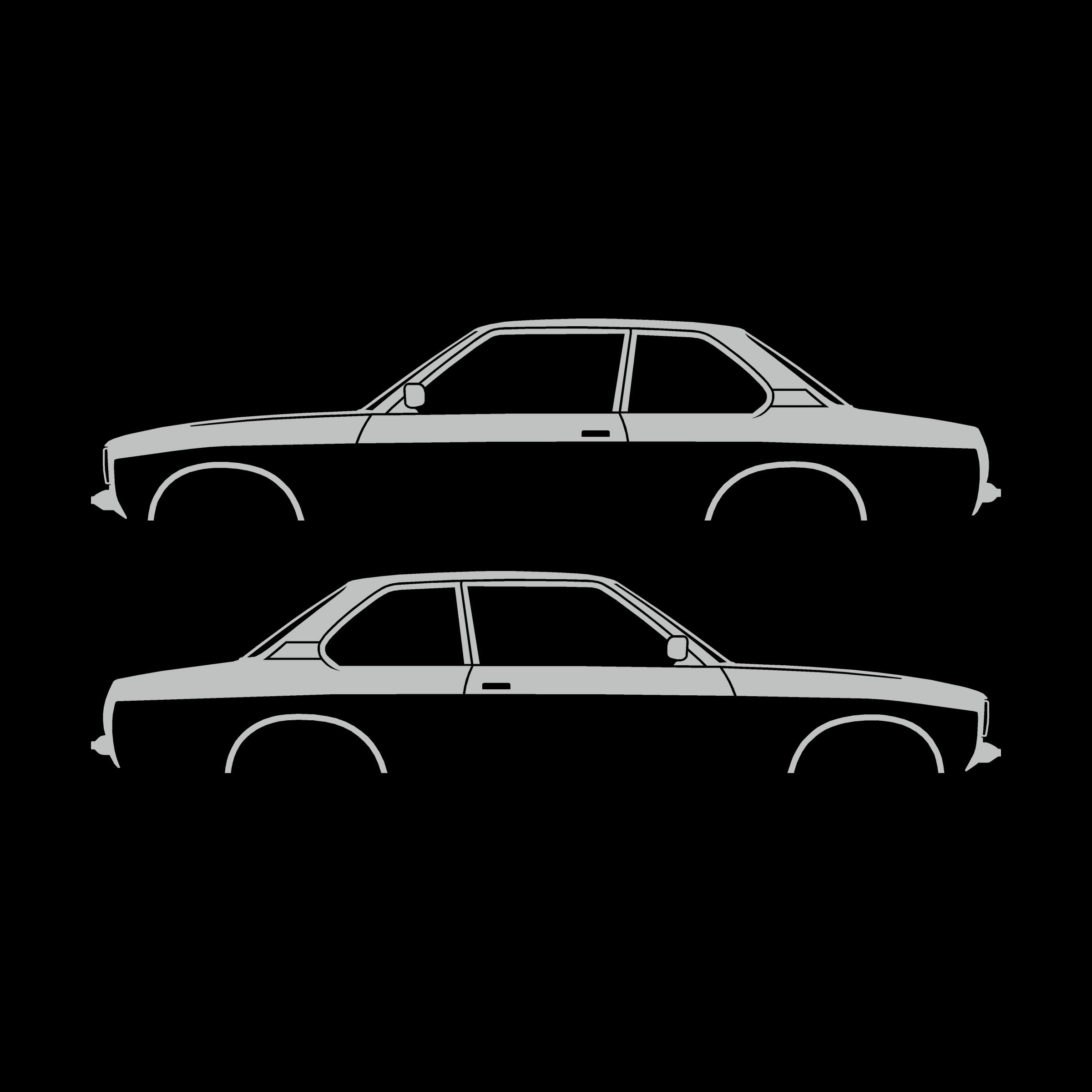 Set Of 2 Car Silhouette Decal Stickers For Opel Ascona B 4-Door Sedan Light Grey