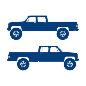Conjunto de 2 adesivos com silhueta de carro para caminhonete Chevrolet C30 Dually Classic C10 de 3ª geração Azul